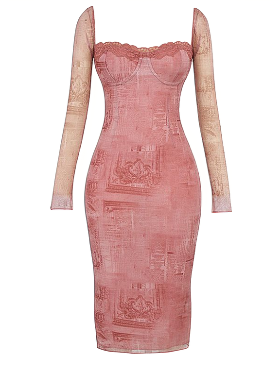Celeste Illusion Square Dress