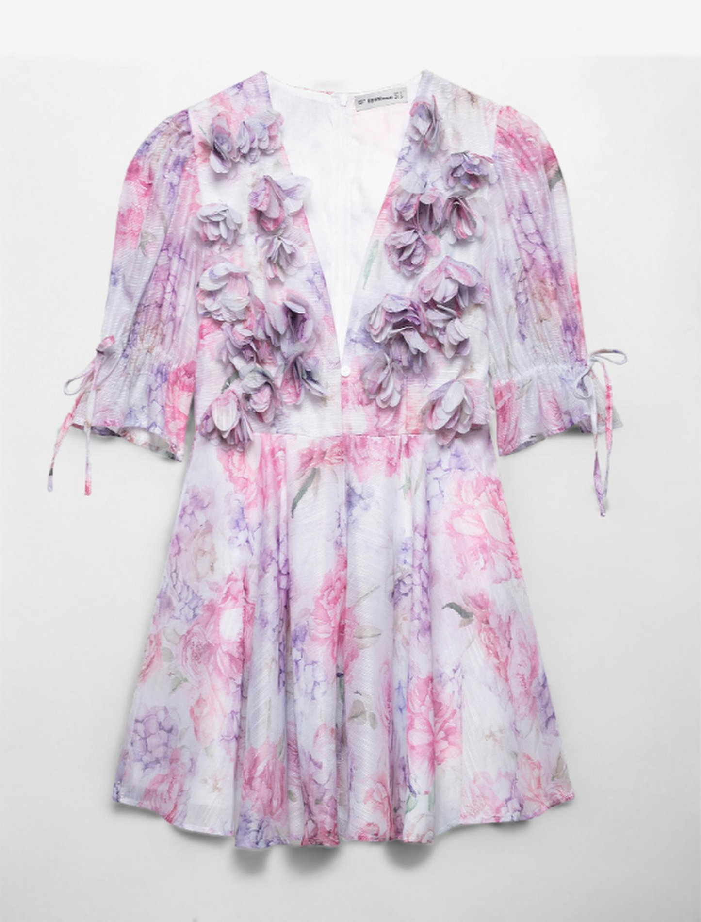 Rosette Whisper Puff Sleeve Dress