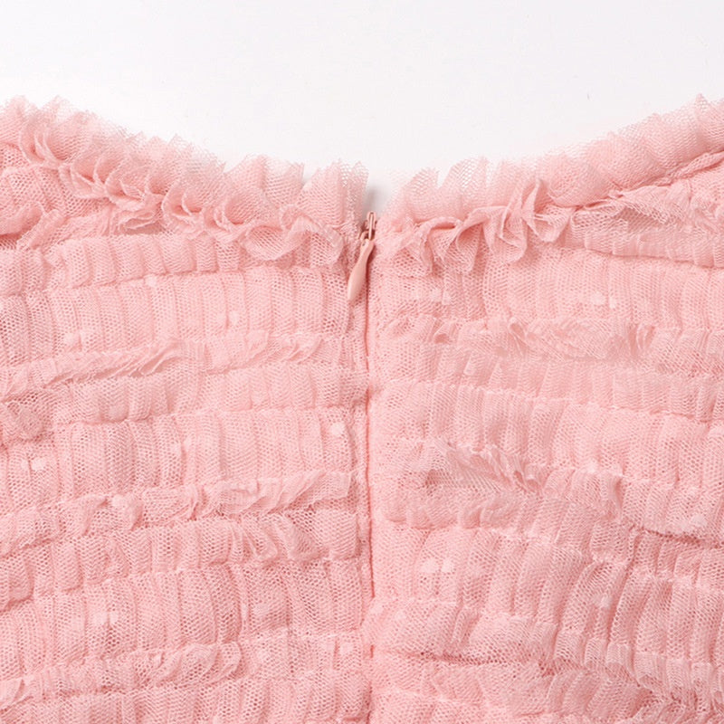 Dotelle Mesh Ruffle Gown