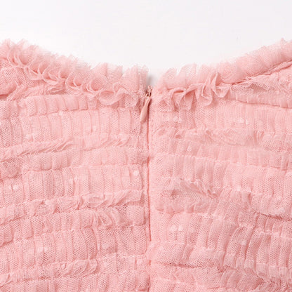 Dotelle Mesh Ruffle Gown